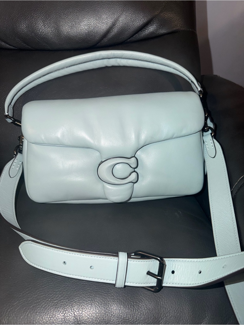 Light Blue Coach Pillow Tabby 26 Shoulder Bag (Large size)